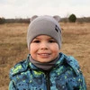 Komplet podzimní/jarní chlapecký: čepice a tunel, s bavlnou, šedý Grajan