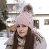 Dámská zimní čepice růžová s bambulí Terri