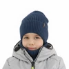 Komplet zimní chlapecký: čepice a tunel, modrý, 100% merino vlna, Gizmo