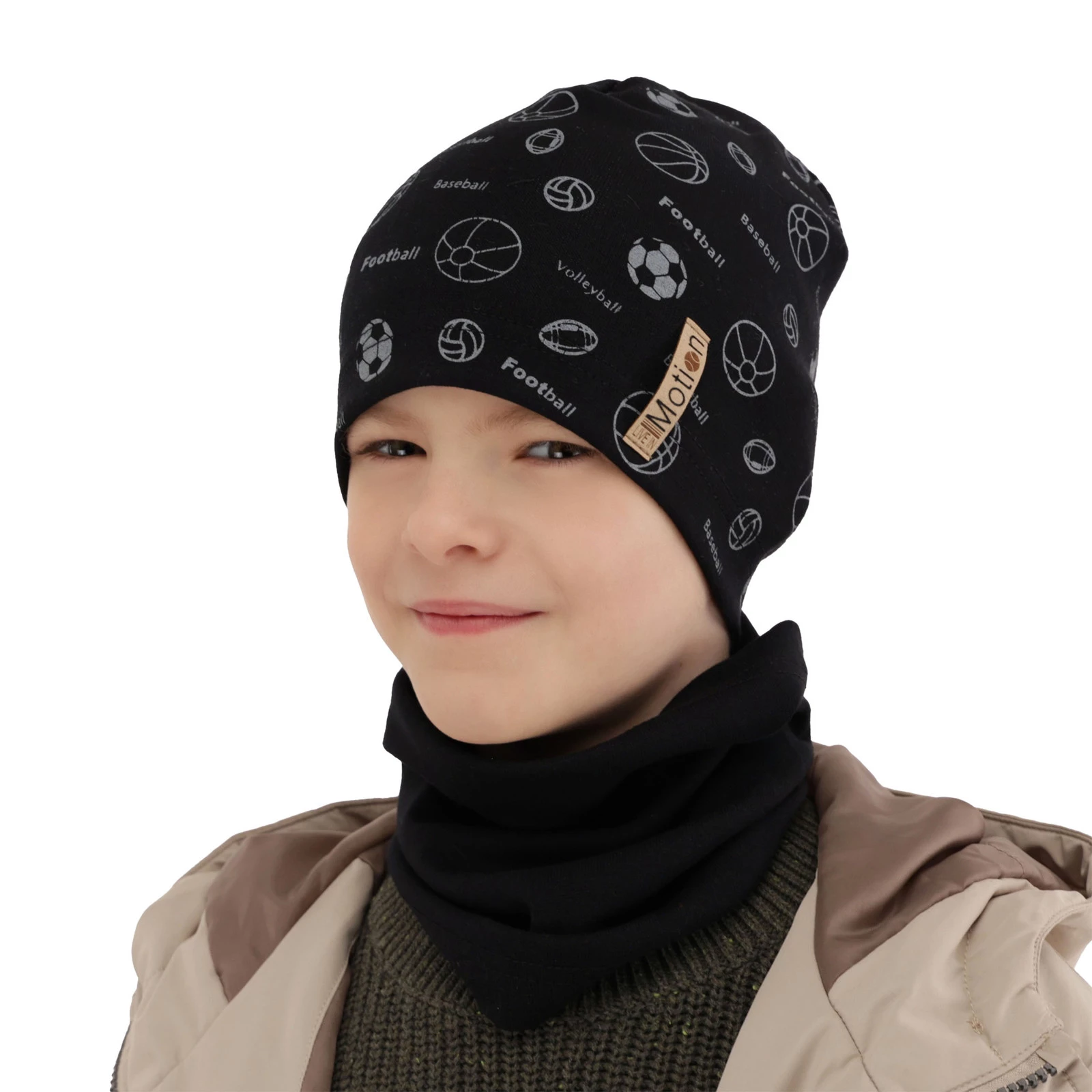 Komplet podzimní/jarní chlapecký: čepice a tunel černý Paolo