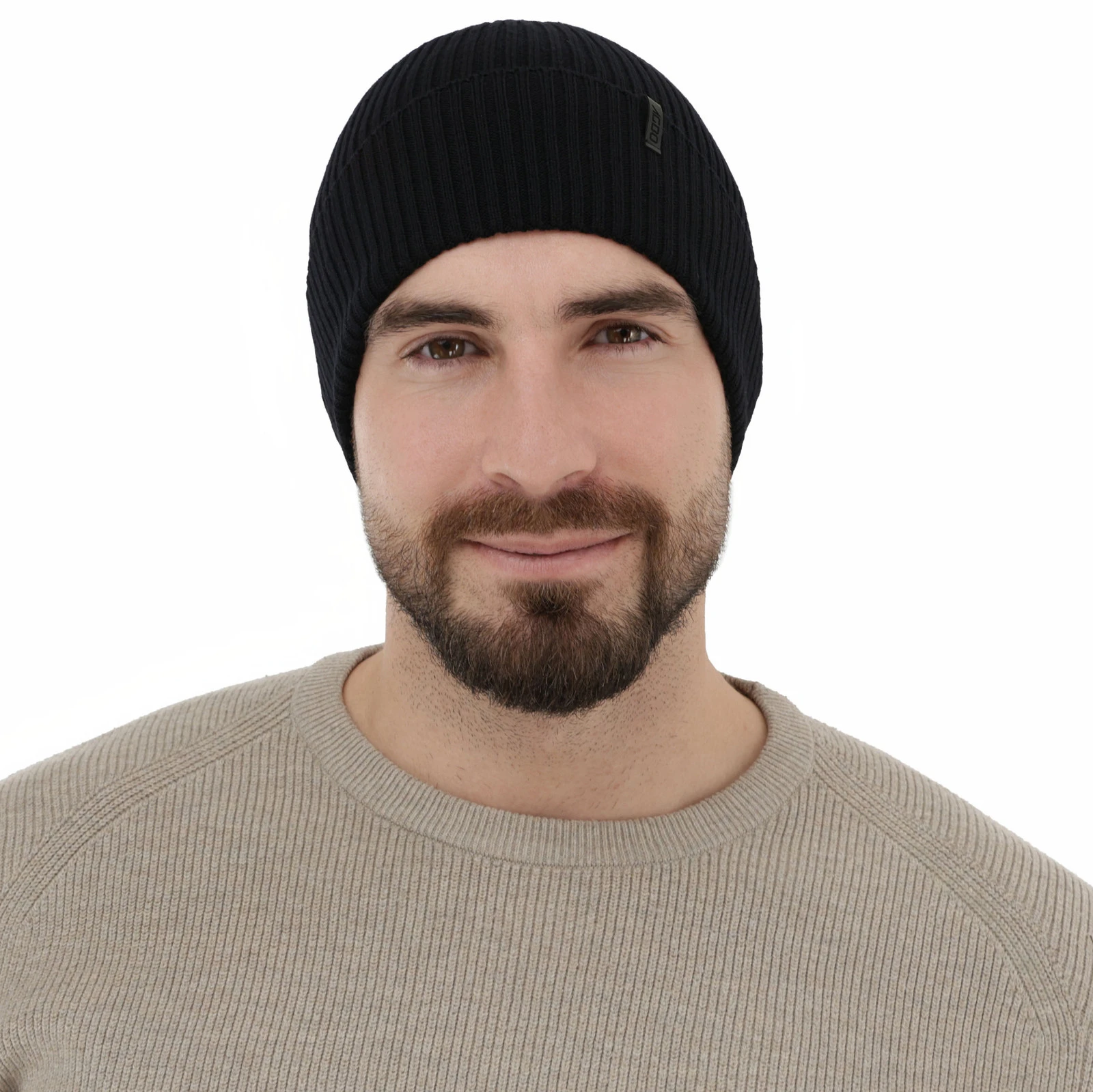 Čepice zimní pánská černá 100% vlněná Merino Thorin