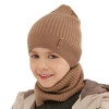 Komplet podzimní/jarní chlapecký: čepice a tunel tmavě modrý 100% extrafine merino vlna Chester