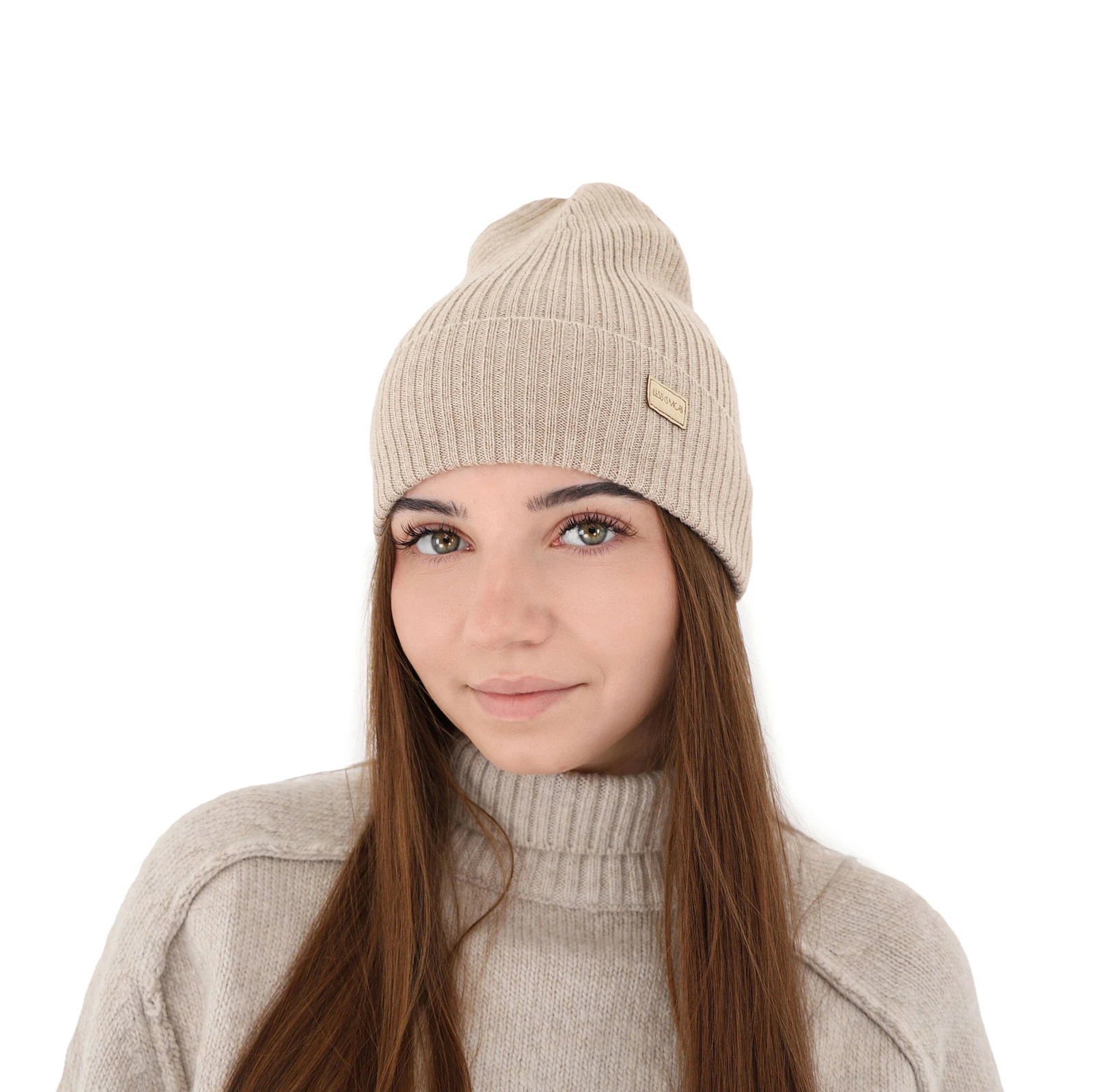 Dámská zimní čepice, jarní, světle růžová, 100% merino vlněná, Sophie