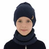 Komplet podzimní/jarní chlapecký: čepice a tunel modrý 100% extrafine merino vlna Chester