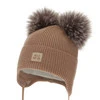 Chlapecká zimní čepice, camel, 100% merino vlněná, podšitá vlněným fleecem, Tambor