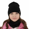 Komplet jesenný/jarný dievčenský čiapka a tunel černý 100% extrafine merino vlna Chelsie