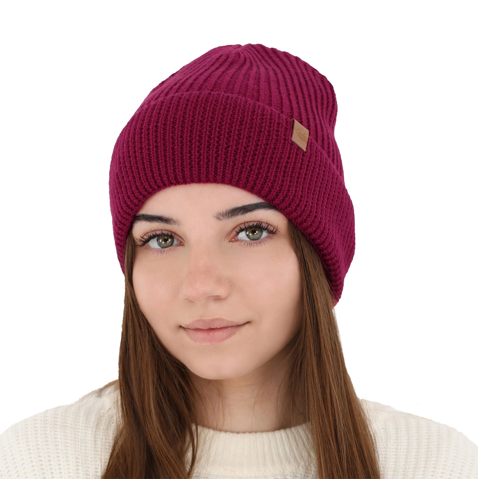 Dámská zimní čepice růžová 100% extra fine merino vlněná Isla