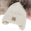 Dívčí zimní čepice, krémová, 100% merino vlněná, podšitá vlněným fleecem, zavazovací, Trudina