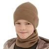 Komplet podzimní/jarní chlapecký: čepice a tunel khaki 100% extrafine merino vlna Bruce