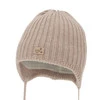 Chlapecká zimní čepice, béžová, zavazovací, 100% merino vlněná, podšitá polarem merino, Buno