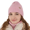 Komplet zimný dievčenský: čiapka a tunel růžový s merino vlnou Karmina