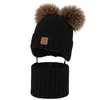 Chlapecká čepice a nákrčník, zimní set, černý, 100% merino vlna, podšitý vlněným polarem, Ronik