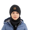 Chlapecká čepice a nákrčník, podzimní, jarní set khaki 100% merino vlna Vanto