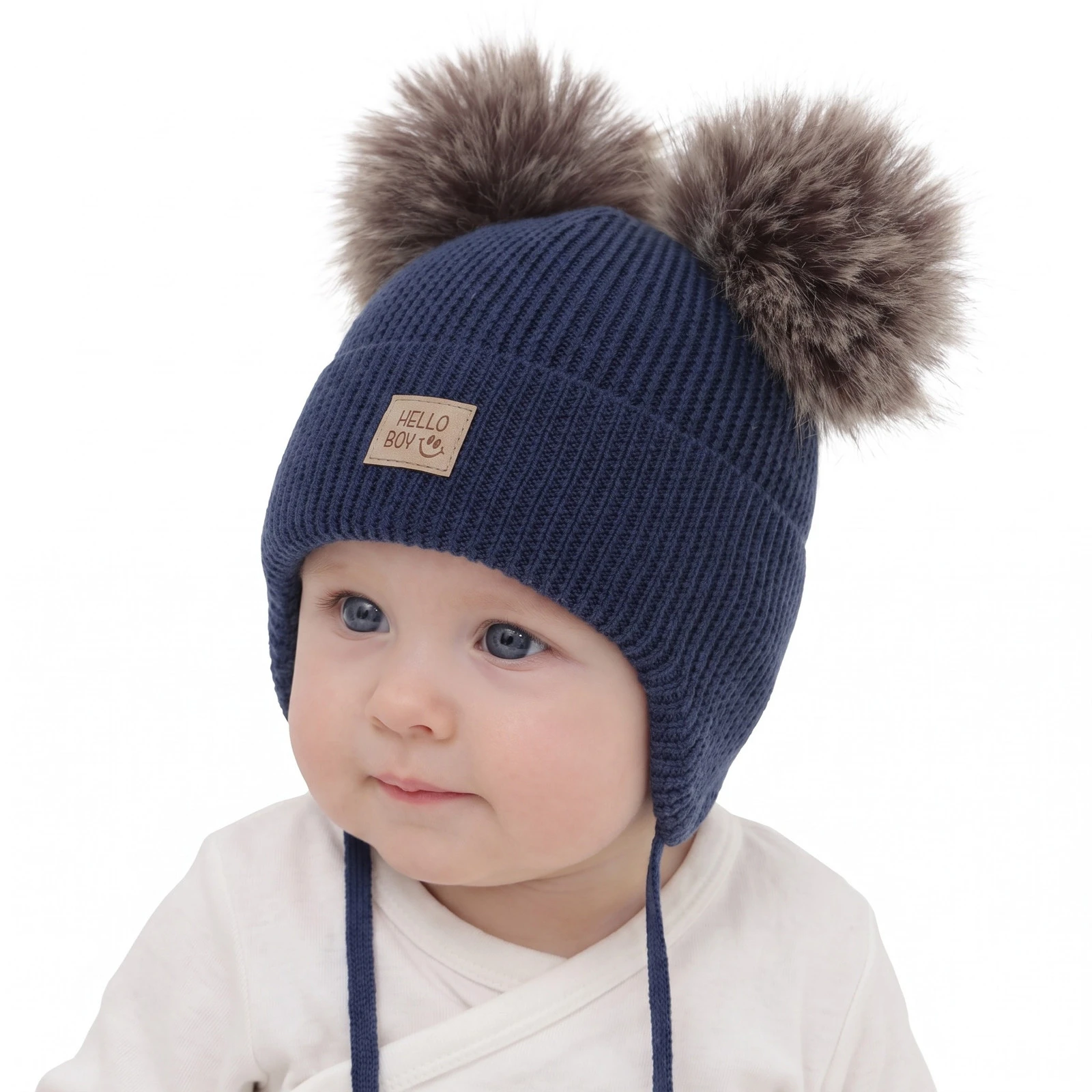 Chlapecká zimní čepice, tmavě modrá, 100% merino vlněná, podšitá vlněným fleecem, Tambor