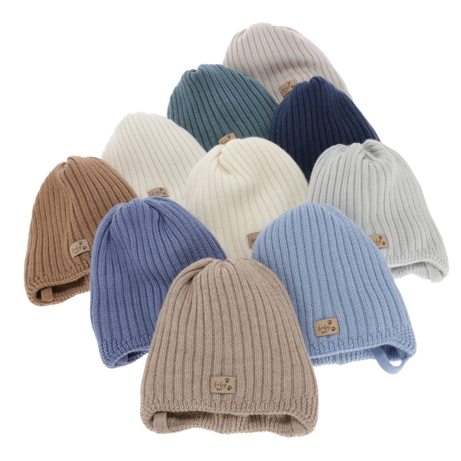 Chlapecká zimní čepice, bílá, zavazovací, 100% merino vlněná, podšitá polarem merino, Buno