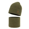 Komplet podzimní/jarní chlapecký: čepice a tunel khaki 100% extrafine merino vlna Bruce