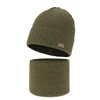 Komplet podzimní/jarní chlapecký: čepice a tunel khaki 100% extrafine merino vlna Intro