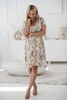  Lovely Dress těhotenské a kojící šaty, krátké rukávy, krémové s květinami
