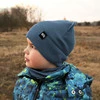 Komplet podzimní/jarní chlapecký: čepice a tunel, s bavlnou, šedý Grajan