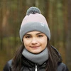 Komplet zimní dívčí: čepice a tunel růžový s bambulí Rosalin
