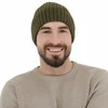 Pánská zimní čepice, khaki, 100% merino vlněná, Brevin