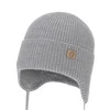 Chlapecká zimní, podzimní, jarní čepice, šedá, 100% merino vlněná, zavazovací, Bakadi