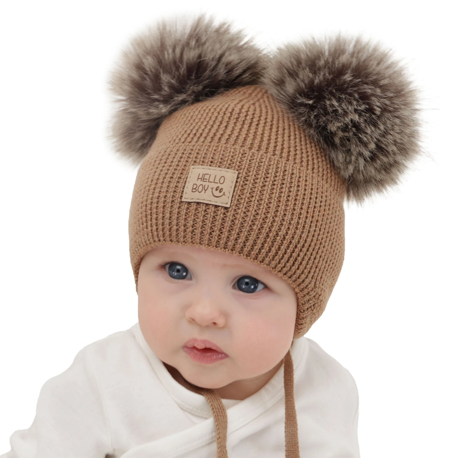 Chlapecká zimní čepice, camel, 100% merino vlněná, podšitá vlněným fleecem, Tambor