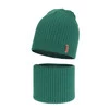 Komplet podzimní/jarní chlapecký: čepice a tunel zelený 100% extrafine merino vlna Chester