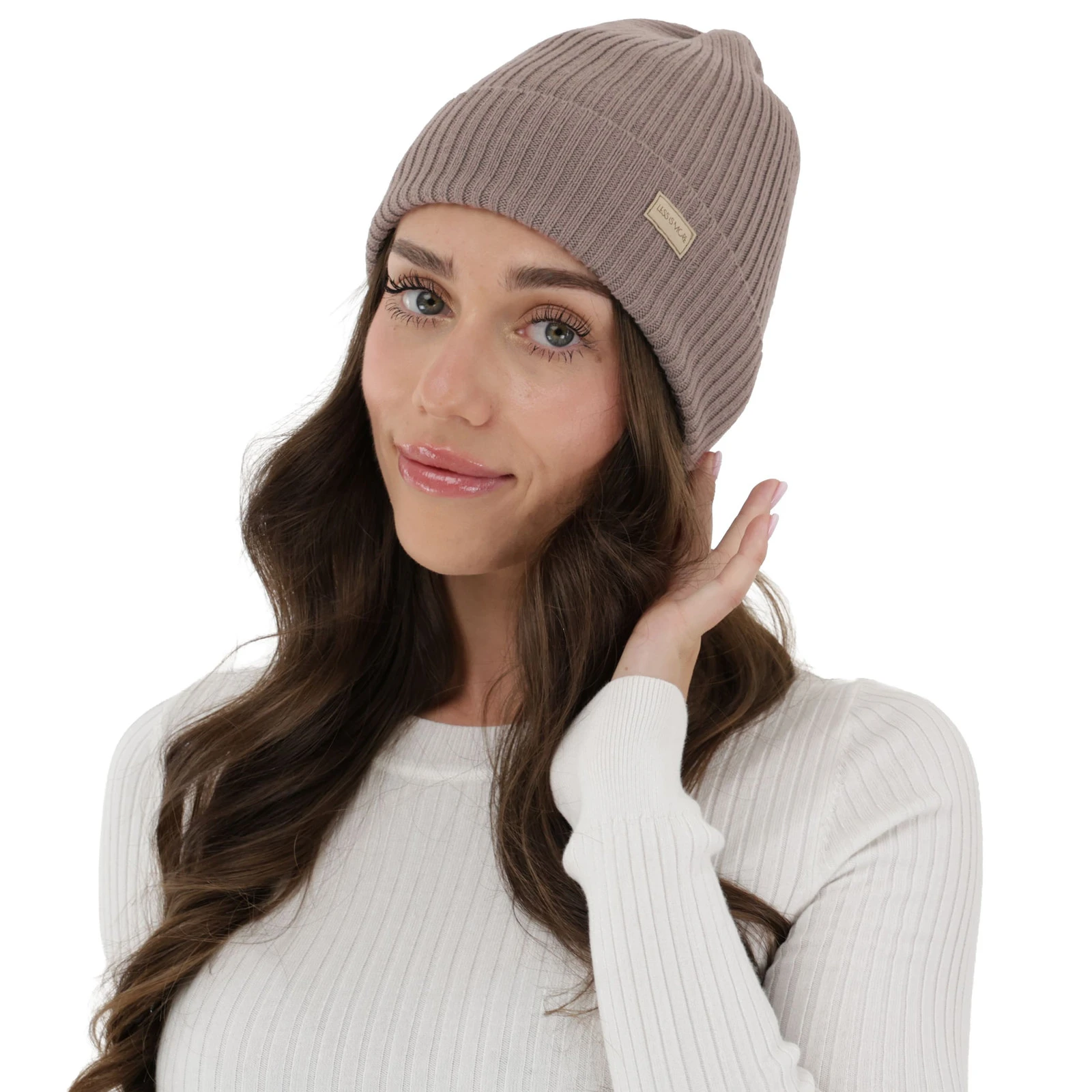 Dámská zimní čepice, jarní, béžová, 100% merino vlněná, Sophie