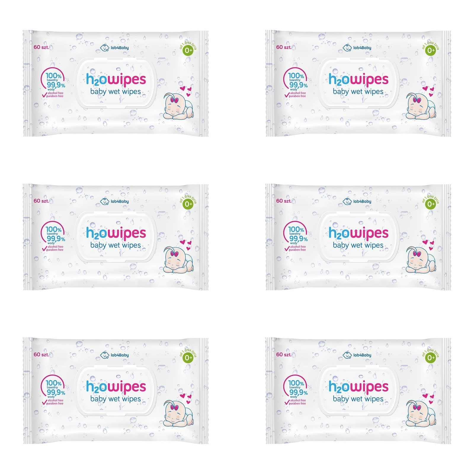 H2o Wipes Vodou nasycené ubrousky s klipem x6ks