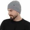 Pánská zimní čepice, šedá, s merino vlnou, Darino