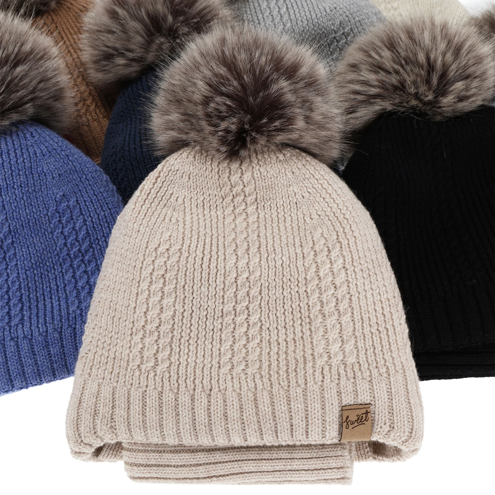 Chlapecká čepice a nákrčník, zimní set, modrý, 100% merino vlna, podšitý vlněným polarem, na zavazování Danny