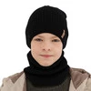 Komplet podzimní/jarní chlapecký: čepice a tunel šedý 100% extrafine merino vlna Chester