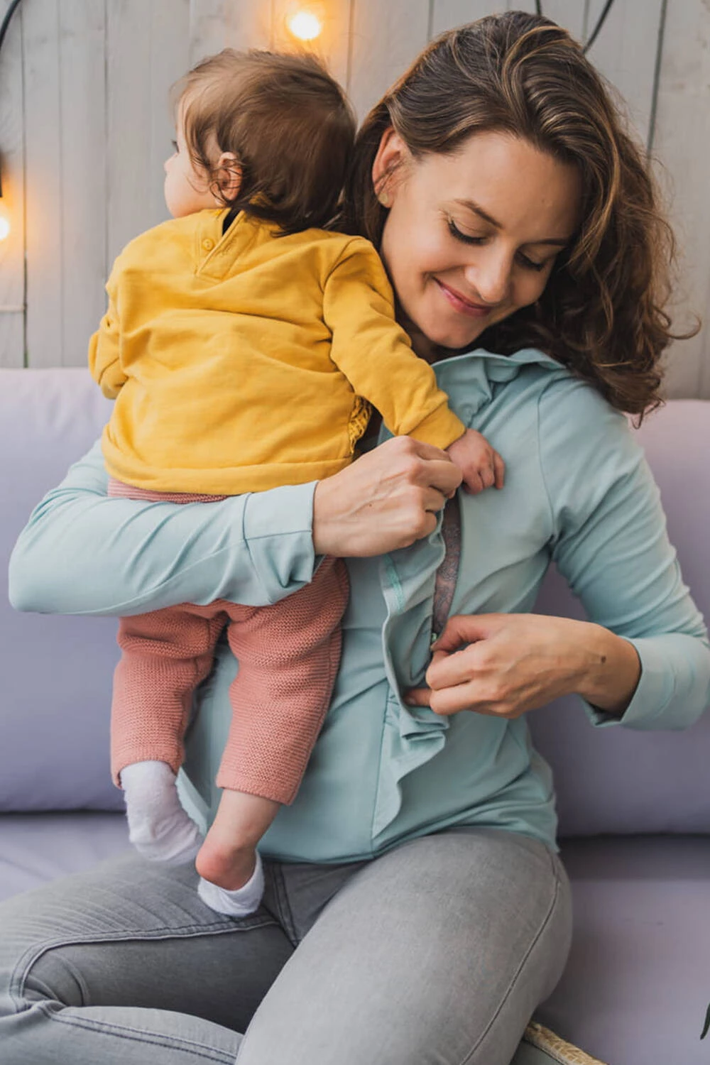 Halenka na kojení Milky Waves s dlouhým rukávem, mátová