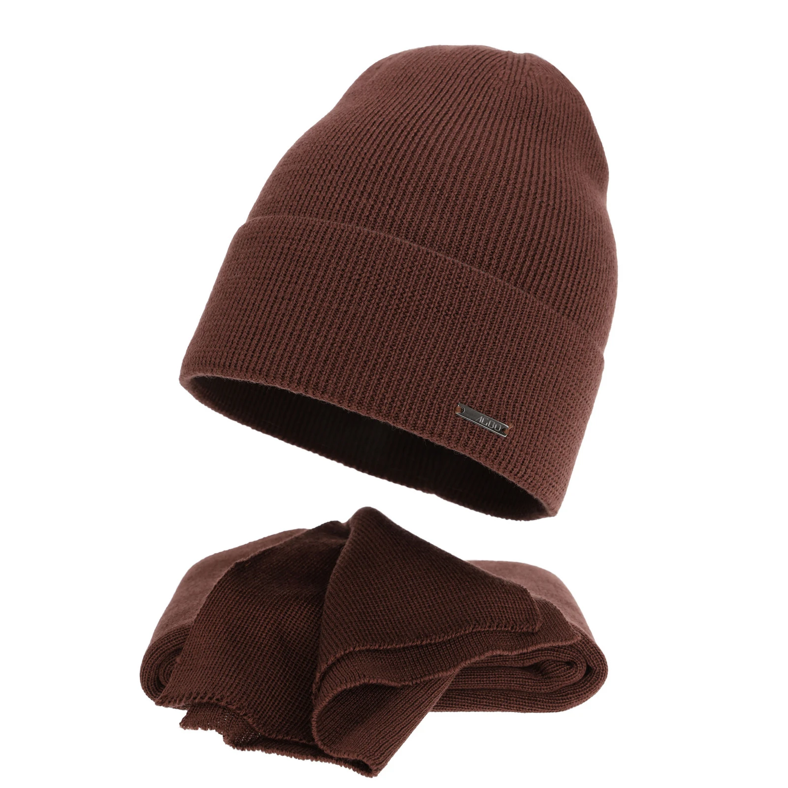Čepice a šála dámská zimní komplet, hnědý, 100% merino vlněná, Melpomena