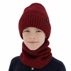 Čepice a tunel pro chlapce, zimní komplet, 100% merino vlněný, s merino vlněným podšitím, bordový Harbin