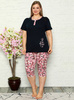 Pyžamo Plus Size Paprotki - tmavě modré