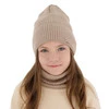 Komplet jesenný/jarný dievčenský čiapka a tunel béžový 100% extrafine merino vlna Itra