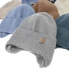 Chlapecká zimní, podzimní, jarní čepice, modrá, 100% merino vlněná, zavazovací, Bakadi