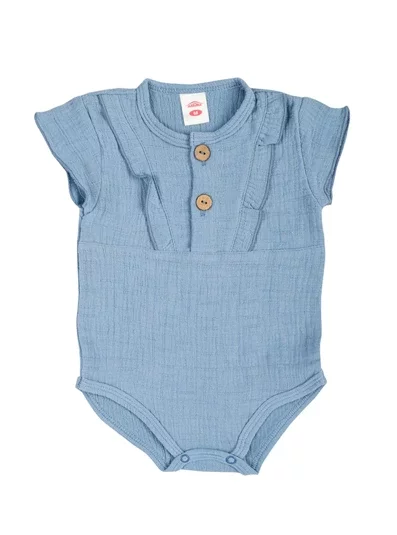 KR Bamboo Muslin Girl Baby Body - modrá