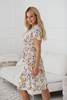  Lovely Dress těhotenské a kojící šaty, krátké rukávy, krémové s květinami