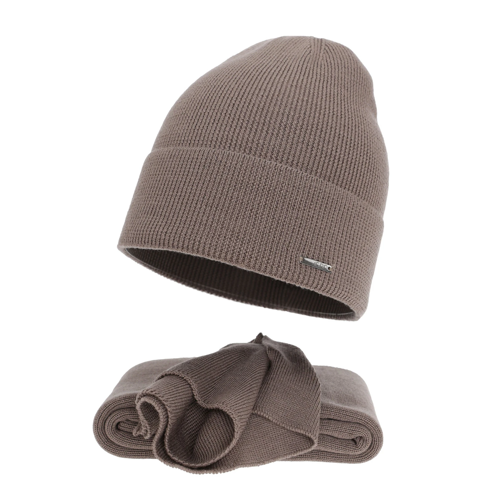 Čepice a šála dámská zimní komplet, béžový, 100% merino vlněná, Melpomena