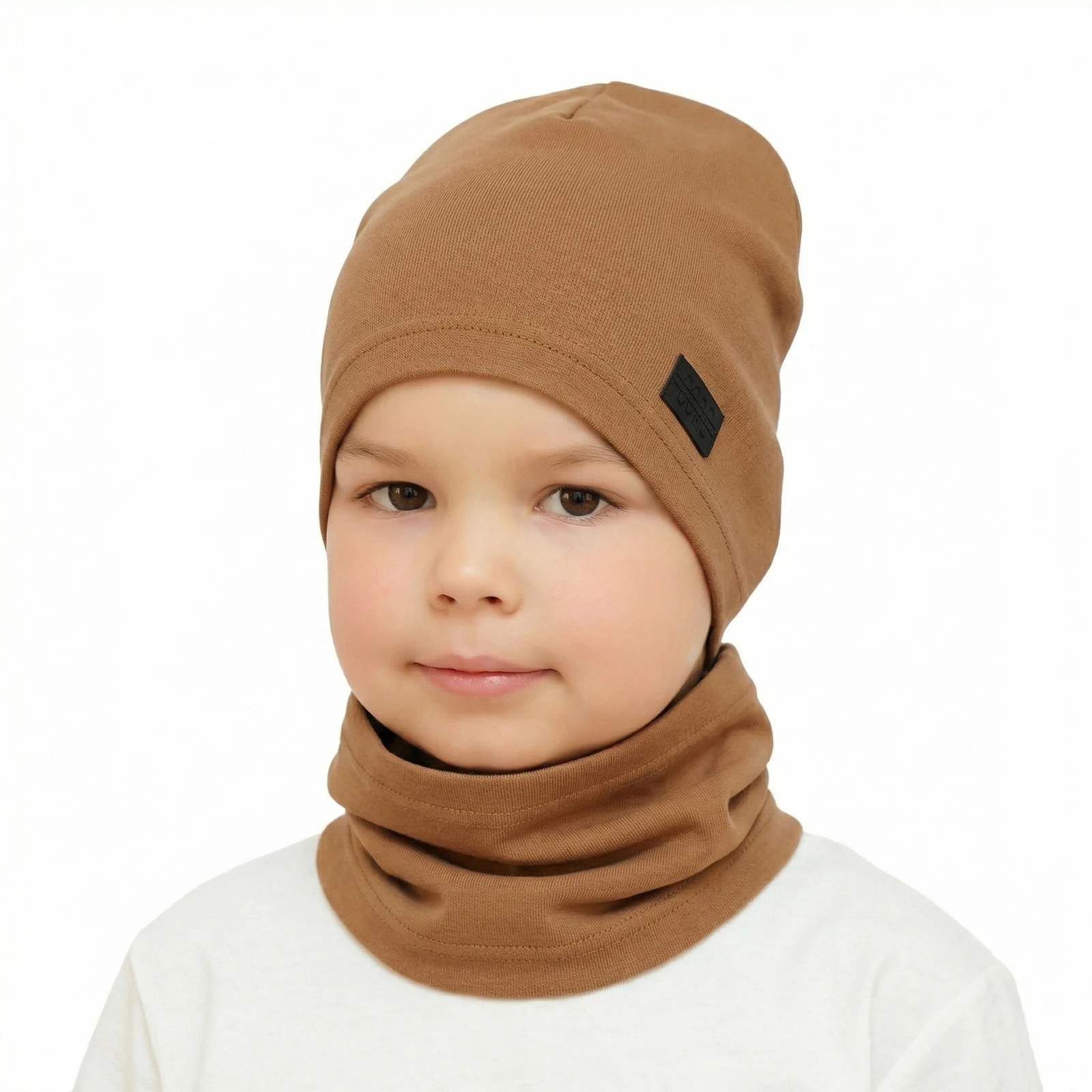 Komplet podzimní/jarní chlapecký: čepice a tunel camel Frizi