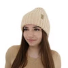 Dámska zimná čiapka krémová merino vlnená Caro