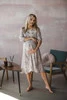  Lovely Dress těhotenské a kojící šaty, 3/4 rukáv, šedé s květinami