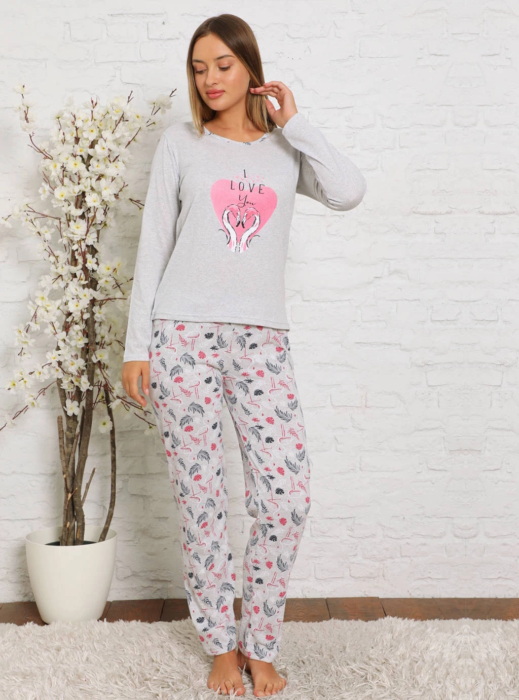 Dámské pyžamo - Love Flaming grey