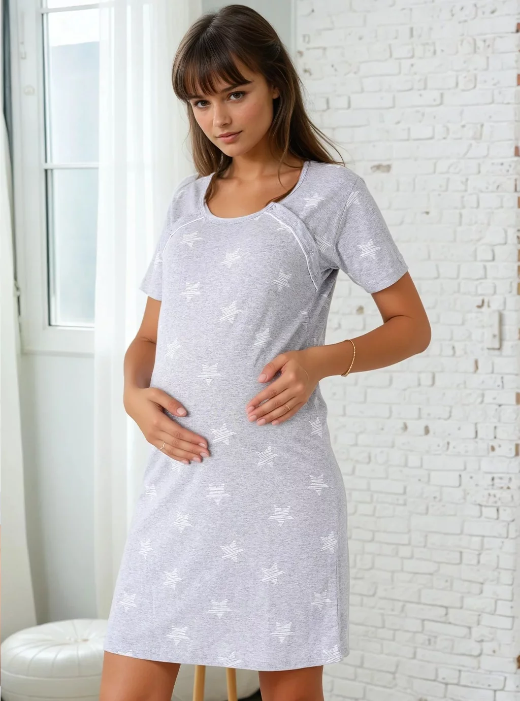 Těhotenská košile Sleeping Stars II - tmavě modrá
