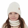 Komplet zimný dievčenský čiapka a tunel bílý 100% extrafine merino vlna Nelita