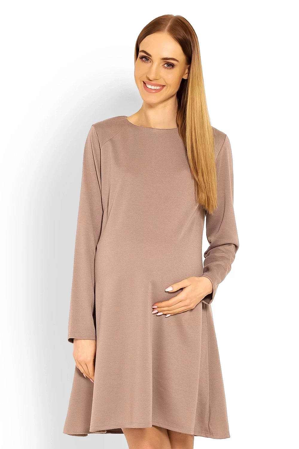 KLASICKÉ ŠATY na cappuccino A-LINE