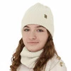 Komplet zimní dívčí: čepice a tunel, bílý, 100% merino vlna, Patricia